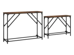 Best Mesas consola de encastrar 2 pcs deriv. madeira carvalho fumado PT249367 Castanho