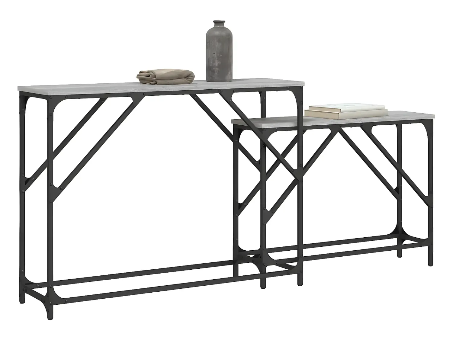 Mesas consola de encastrar 2 pcs deriv. madeira sonoma PT678445^ Consola