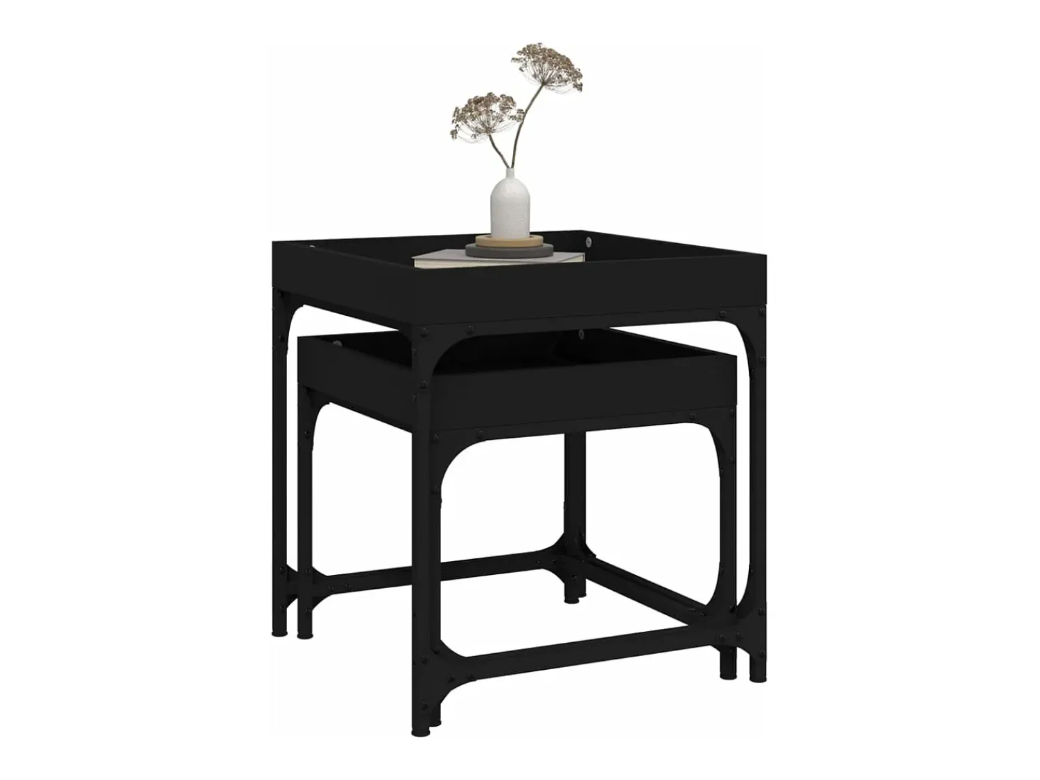 Mesa De Centro| Mesas de apoio 2 pcs derivados de madeira PT899746 Preto