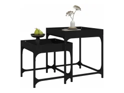 Mesa De Centro| Mesas de apoio 2 pcs derivados de madeira PT899746 Preto
