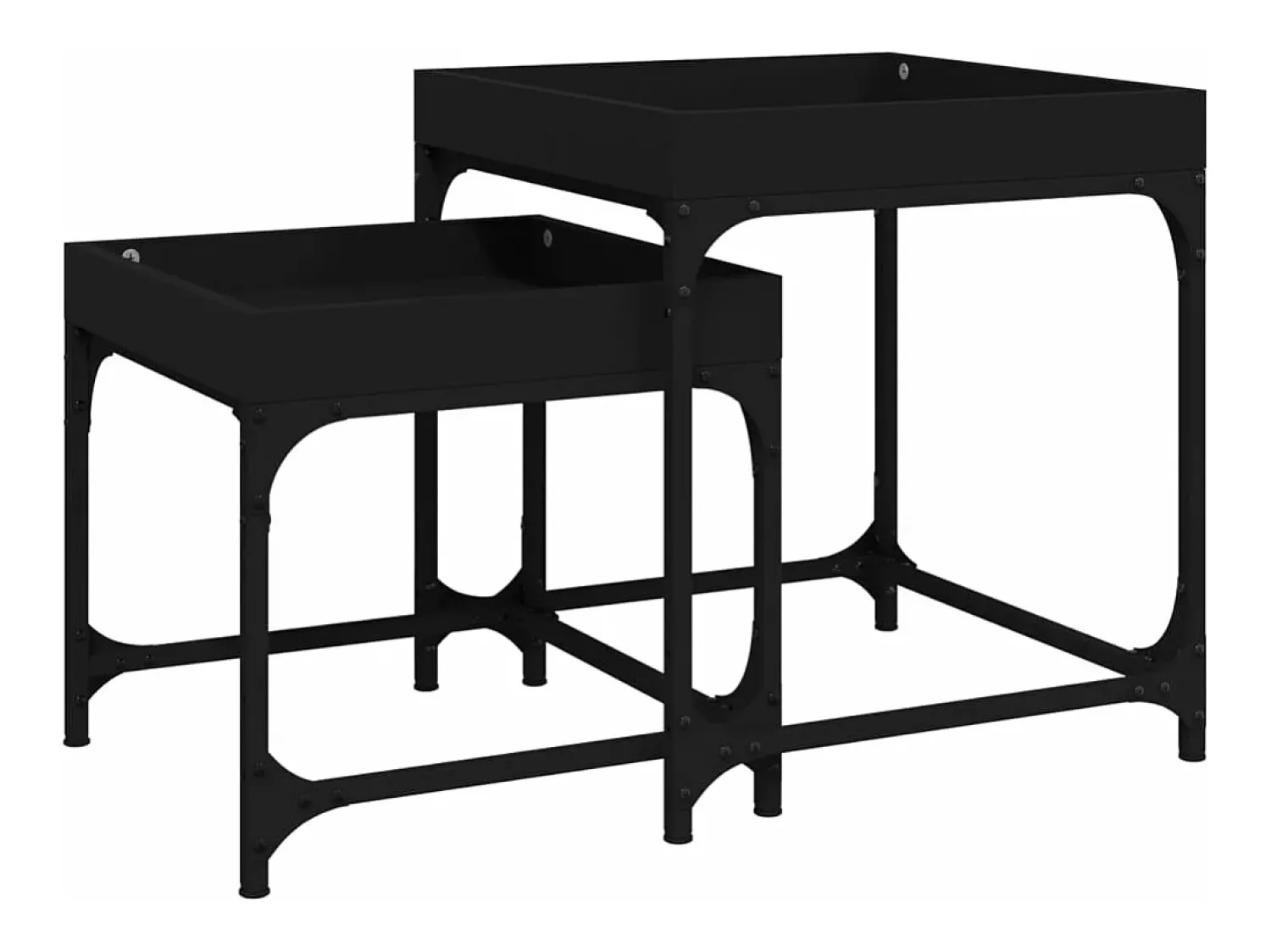 Mesa De Centro| Mesas de apoio 2 pcs derivados de madeira PT899746 Preto