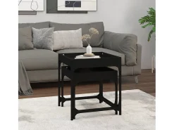 Mesa De Centro| Mesas de apoio 2 pcs derivados de madeira PT899746 Preto