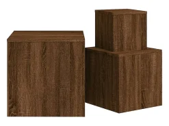 Mesa De Centro* Mesas de apoio 3 pcs derivados de madeira cor carvalho PT271719 Castanho