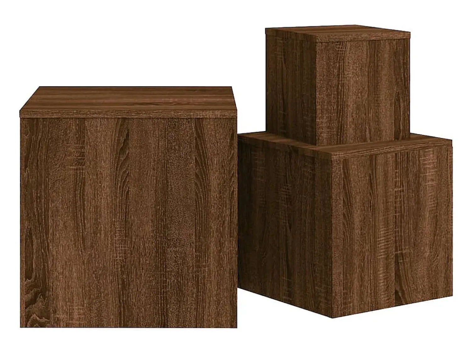 Mesa De Centro* Mesas de apoio 3 pcs derivados de madeira cor carvalho PT271719 Castanho