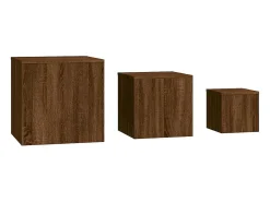 Mesa De Centro* Mesas de apoio 3 pcs derivados de madeira cor carvalho PT271719 Castanho