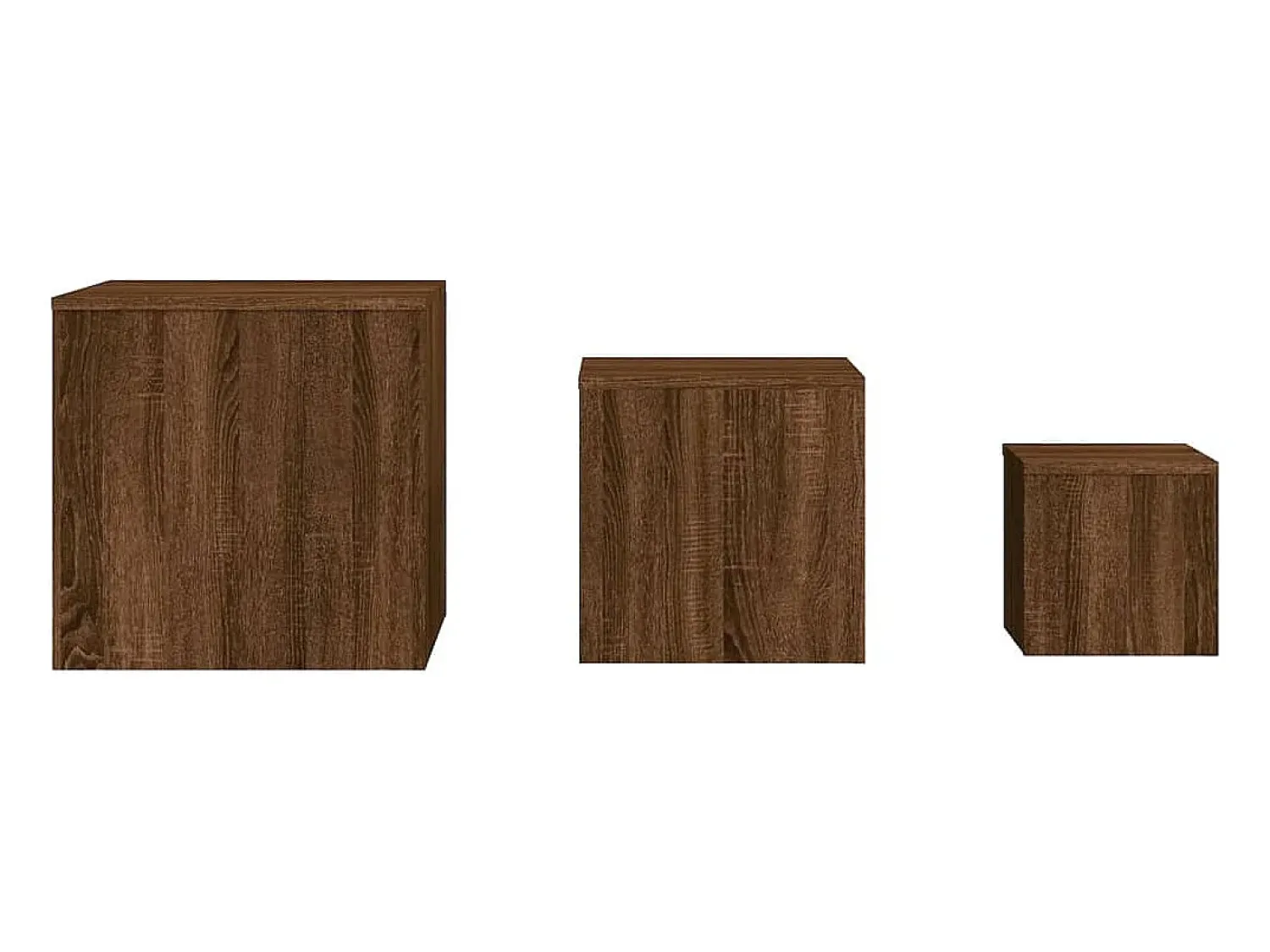 Mesa De Centro* Mesas de apoio 3 pcs derivados de madeira cor carvalho PT271719 Castanho