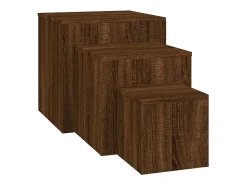 Mesa De Centro* Mesas de apoio 3 pcs derivados de madeira cor carvalho PT271719 Castanho