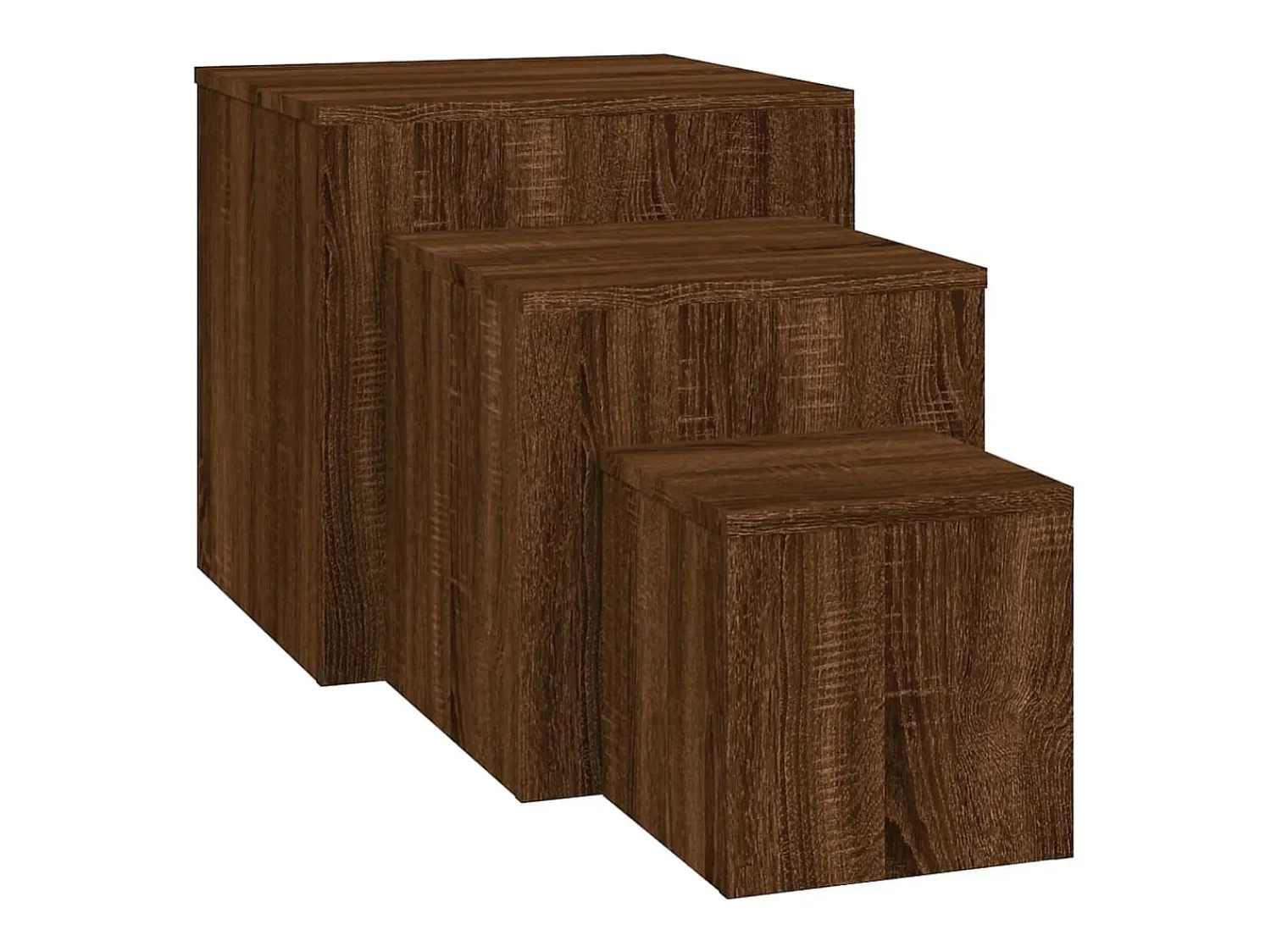 Mesa De Centro* Mesas de apoio 3 pcs derivados de madeira cor carvalho PT271719 Castanho