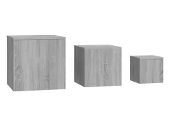 Mesa De Centro| Mesas de apoio 3 pcs derivados de madeira sonoma PT300965 Cinzento