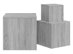 Mesa De Centro| Mesas de apoio 3 pcs derivados de madeira sonoma PT300965 Cinzento