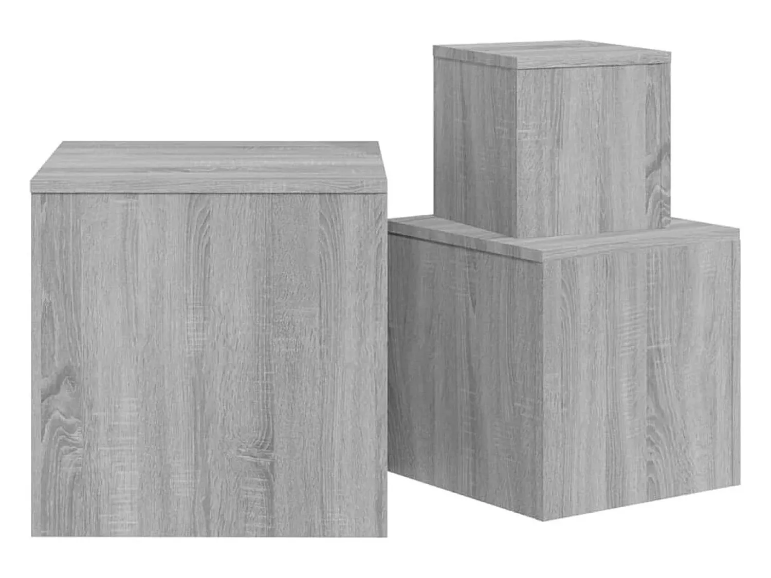 Mesa De Centro| Mesas de apoio 3 pcs derivados de madeira sonoma PT300965 Cinzento
