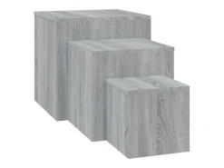 Mesa De Centro| Mesas de apoio 3 pcs derivados de madeira sonoma PT300965 Cinzento