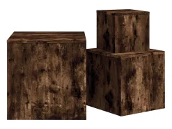 Mesa De Centro* Mesas de apoio 3 pcs derivados de madeira cor carvalho fumado PT709988 Castanho