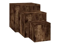 Mesa De Centro* Mesas de apoio 3 pcs derivados de madeira cor carvalho fumado PT709988 Castanho