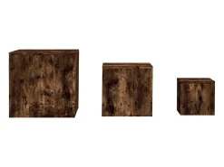 Mesa De Centro* Mesas de apoio 3 pcs derivados de madeira cor carvalho fumado PT709988 Castanho