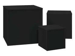 New vidaxl Mesas de apoio 3 pcs derivados de madeira Preto