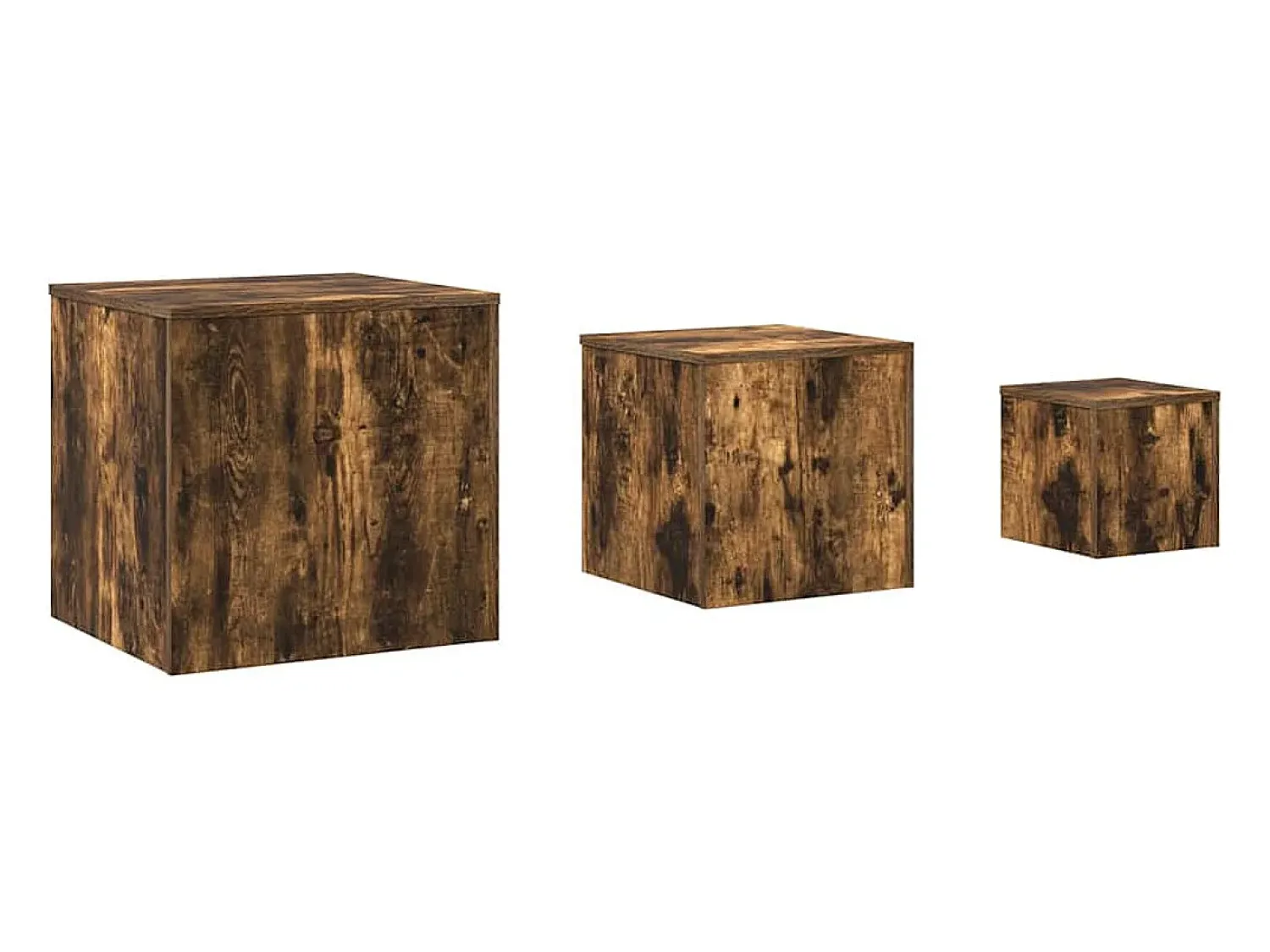 Discount vidaxl Mesas de apoio 3 pcs derivados de madeira cor carvalho fumado Natural claro