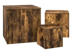 Discount vidaxl Mesas de apoio 3 pcs derivados de madeira cor carvalho fumado Natural claro