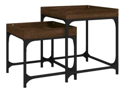 Mesa De Centro* Mesas de apoio 2 pcs derivados de madeira carvalho PT230308 Castanho