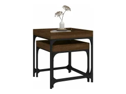 Mesa De Centro* Mesas de apoio 2 pcs derivados de madeira carvalho PT230308 Castanho