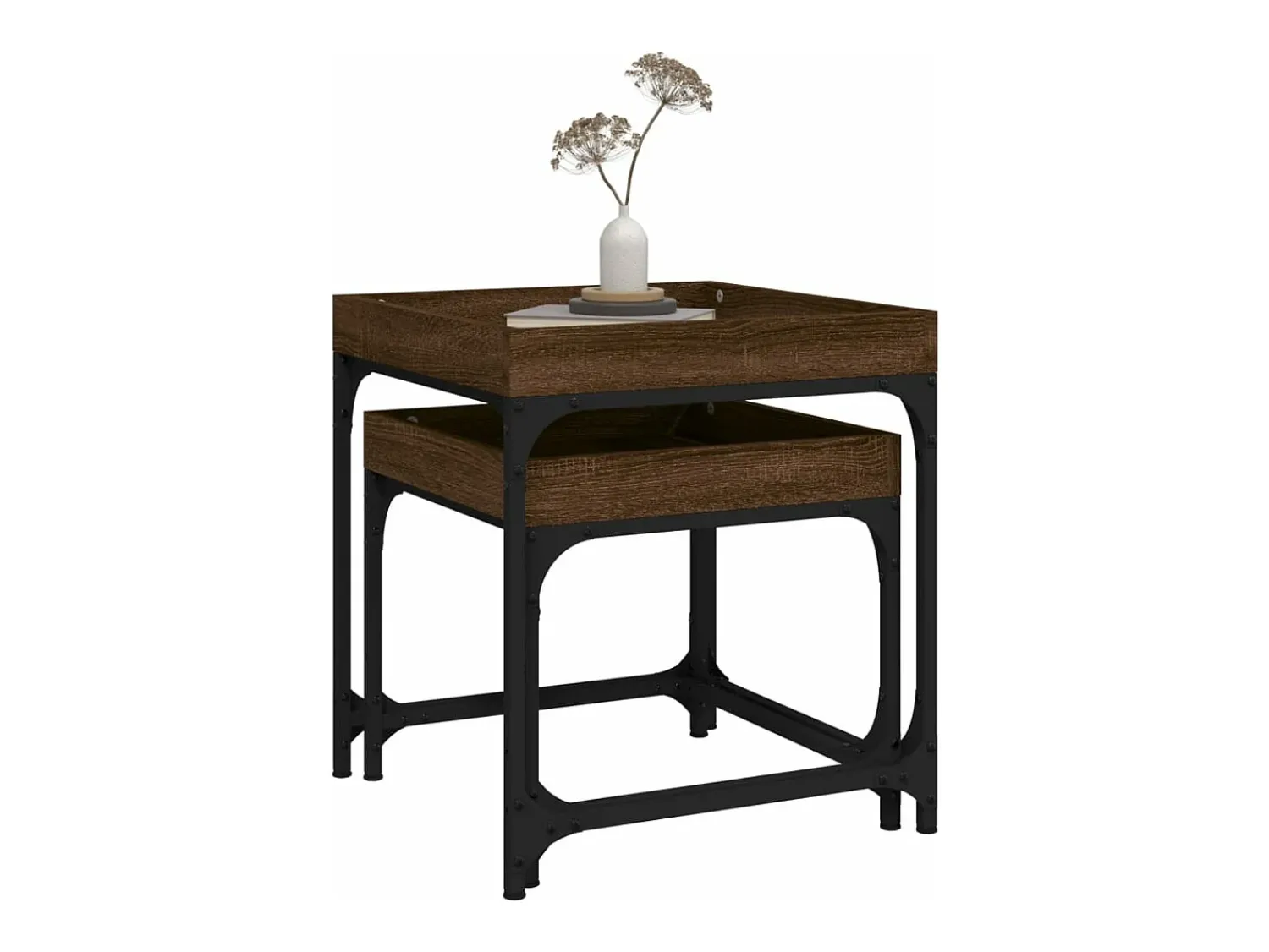 Mesa De Centro* Mesas de apoio 2 pcs derivados de madeira carvalho PT230308 Castanho