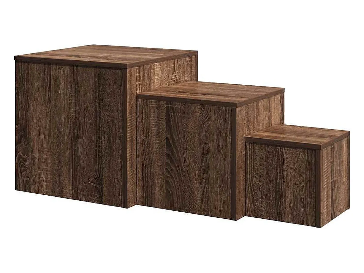 Discount vidaxl Mesas de apoio 3 pcs derivados de madeira cor carvalho castanho Natural claro
