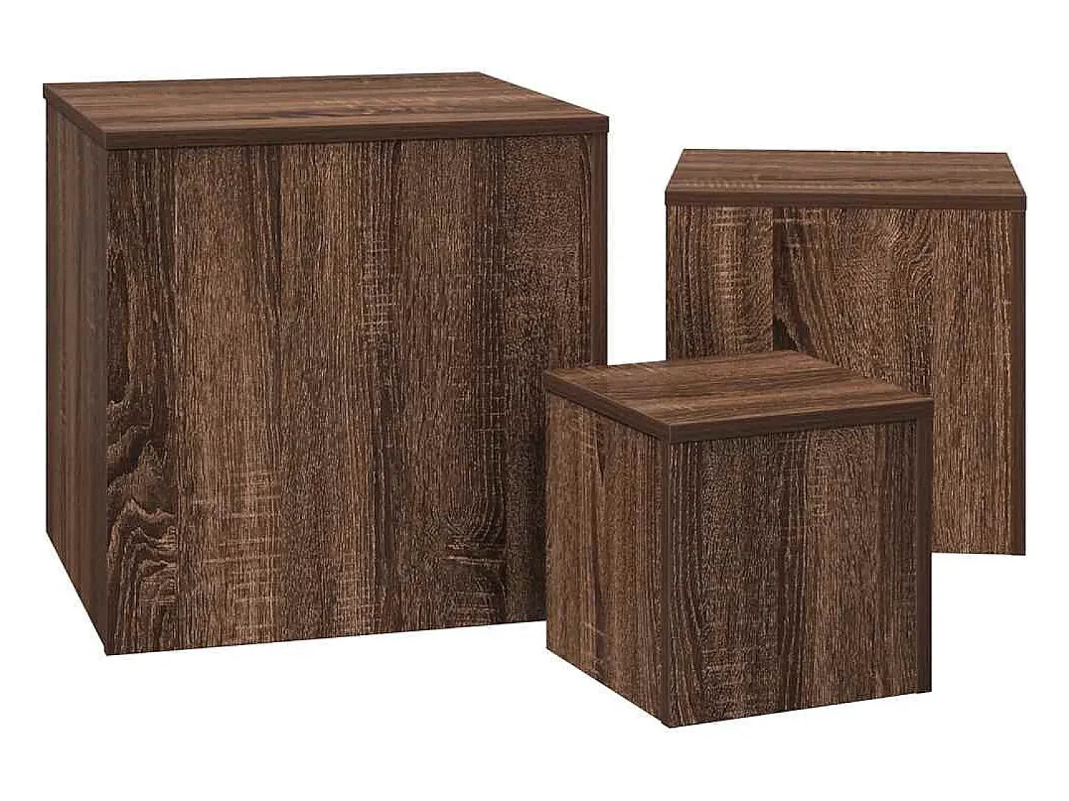 Discount vidaxl Mesas de apoio 3 pcs derivados de madeira cor carvalho castanho Natural claro