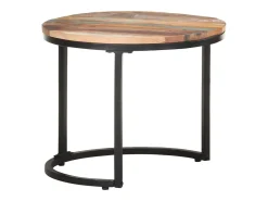 Mesa De Centro| Mesas de apoio 3 pcs madeira recuperada maciça PT154682 Multicor