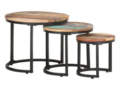 Mesa De Apoio|vidaxl Mesas de apoio 3 pcs madeira recuperada maciça Multicor