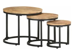 Mesa De Apoio*vidaxl Mesas de apoio 3 pcs madeira de mangueira áspera Natural claro