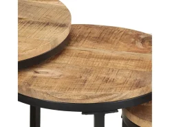 Mesa De Apoio*vidaxl Mesas de apoio 3 pcs madeira de mangueira áspera Natural claro