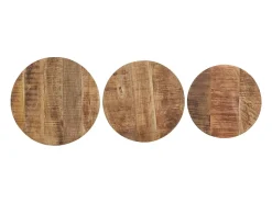 Mesa De Apoio*vidaxl Mesas de apoio 3 pcs madeira de mangueira áspera Natural claro