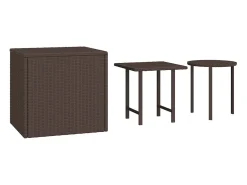 Outlet Mesas de apoio 3 pcs vime PE PT430165 Castanho