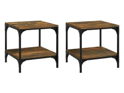 Outlet Mesas de apoio 2 pcs 40x40x40 cm derivados madeira fumado PT337137 Castanho