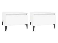 Mesa De Centro* Mesas de apoio 2 pcs 50x46x35 cm derivados de madeira PT422895 Branco