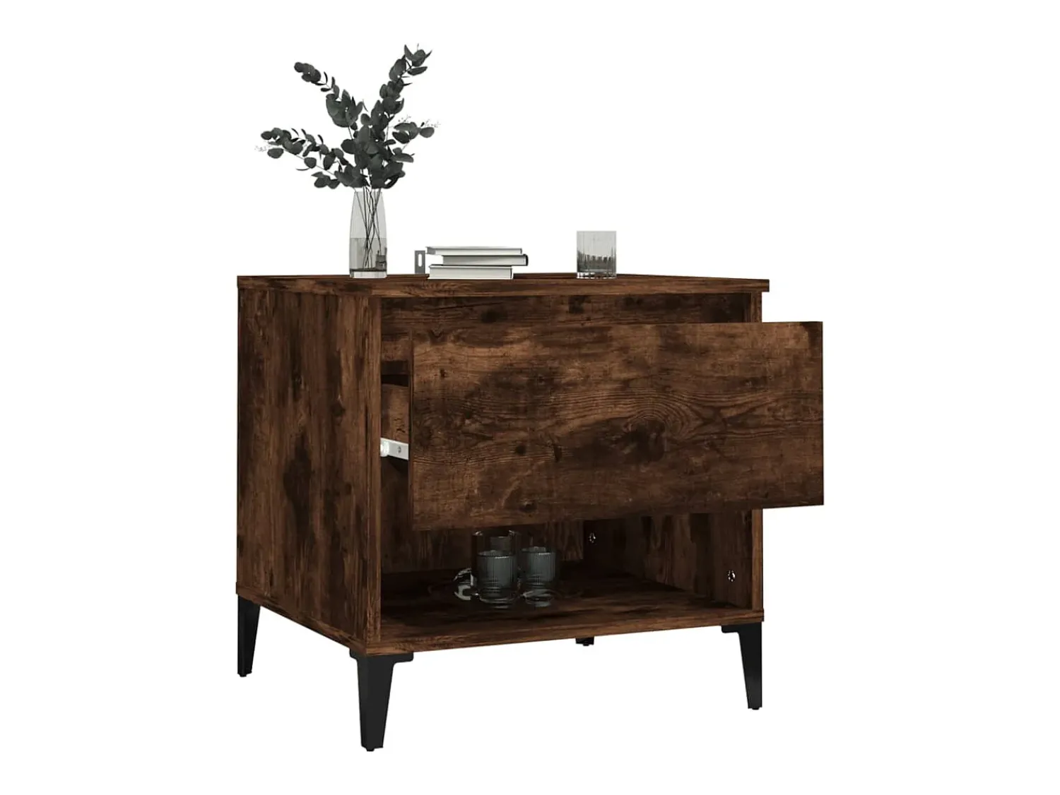 Mesa De Centro| Mesas de apoio 2 pcs 50x46x50 cm deriv. madeira carvalho fumado PT648617 Castanho