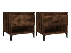 Mesa De Centro| Mesas de apoio 2 pcs 50x46x50 cm deriv. madeira carvalho fumado PT648617 Castanho