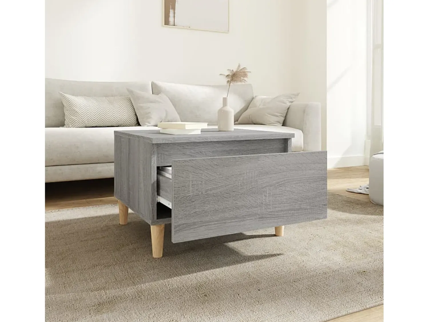 Mesa De Centro* Mesas de apoio 2 pcs 50x46x35 cm deriv. madeira sonoma PT674488 Cinzento