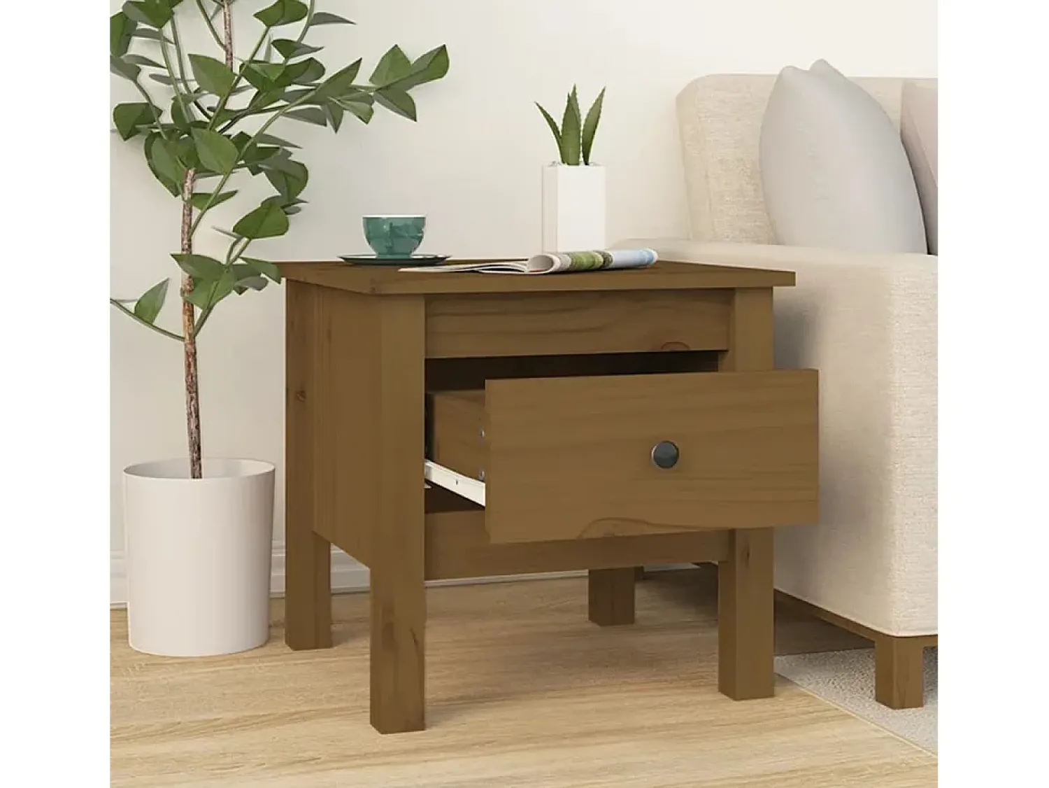 Mesa De Centro| Mesas de apoio 2 pcs 40x40x39 cm pinho maciço mel PT522955 Castanho
