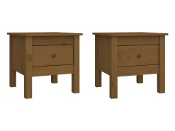 Mesa De Centro| Mesas de apoio 2 pcs 40x40x39 cm pinho maciço mel PT522955 Castanho