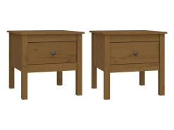 Mesa De Centro| Mesas de apoio 2 pcs 50x50x49 cm pinho maciço mel PT135361 Castanho
