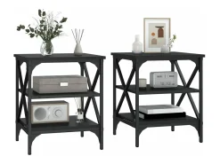 Mesa De Centro| Mesas de apoio 2 pcs 40x42x50 cm derivados de madeira PT739738 Preto