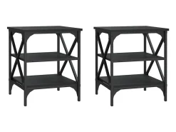 Mesa De Centro| Mesas de apoio 2 pcs 40x42x50 cm derivados de madeira PT739738 Preto