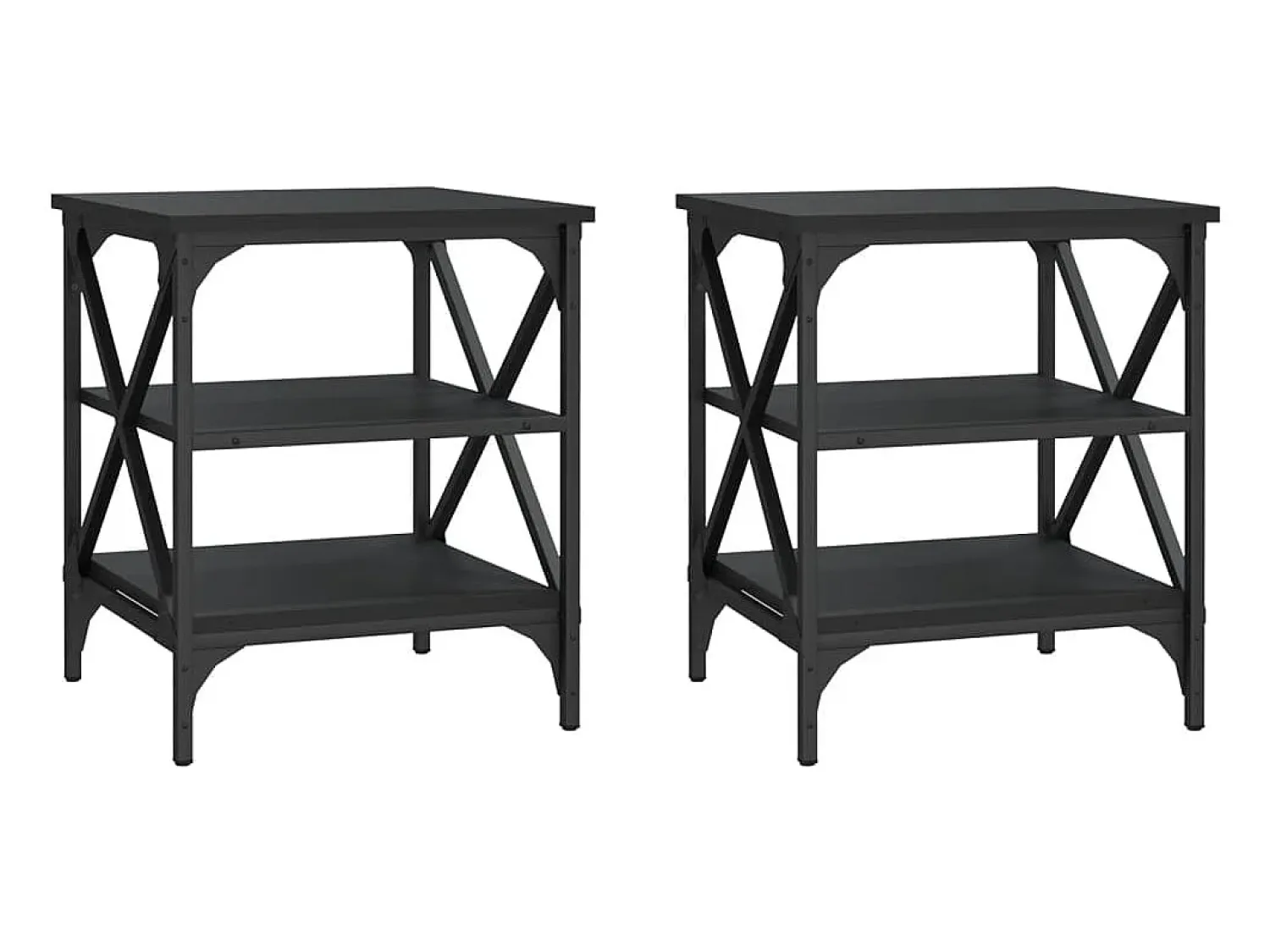 Mesa De Centro| Mesas de apoio 2 pcs 40x42x50 cm derivados de madeira PT739738 Preto