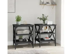 Mesa De Centro| Mesas de apoio 2 pcs 40x42x50 cm derivados de madeira PT739738 Preto