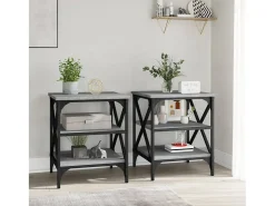 Mesas de apoio 2 pcs 40x42x50 cm derivados madeira cinza sonoma PT377856^ Mesa De Centro