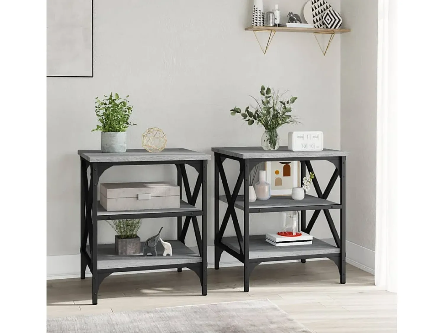 Mesas de apoio 2 pcs 40x42x50 cm derivados madeira cinza sonoma PT377856^ Mesa De Centro