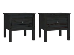 Mesa De Centro* Mesas de apoio 2 pcs 50x50x49 cm madeira de pinho maciça PT142755 Preto