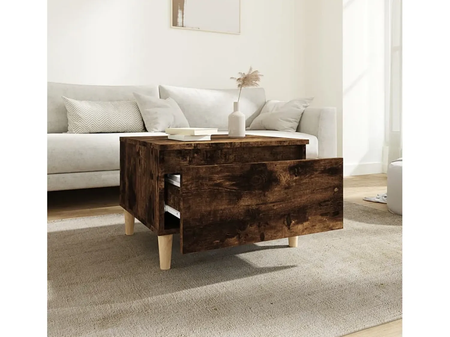 Mesa De Centro| Mesas de apoio 2 pcs 50x46x35 cm deriv. madeira carvalho fumado PT967478 Castanho