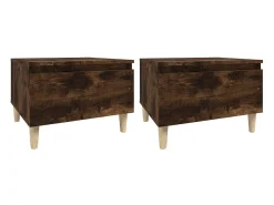 Mesa De Centro| Mesas de apoio 2 pcs 50x46x35 cm deriv. madeira carvalho fumado PT967478 Castanho